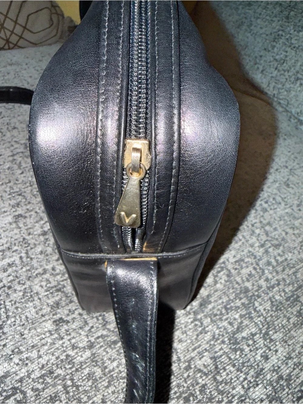 Mario Valentino black leather shoulder bag w/ pouch